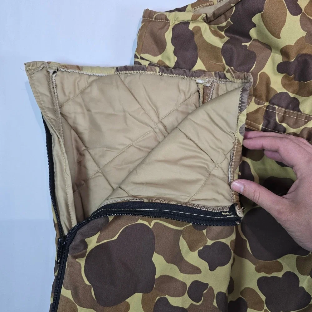 Vintage Gamehide Camo Hunting Bibs Insulated Duck Camouflage Brown Tan Mens L